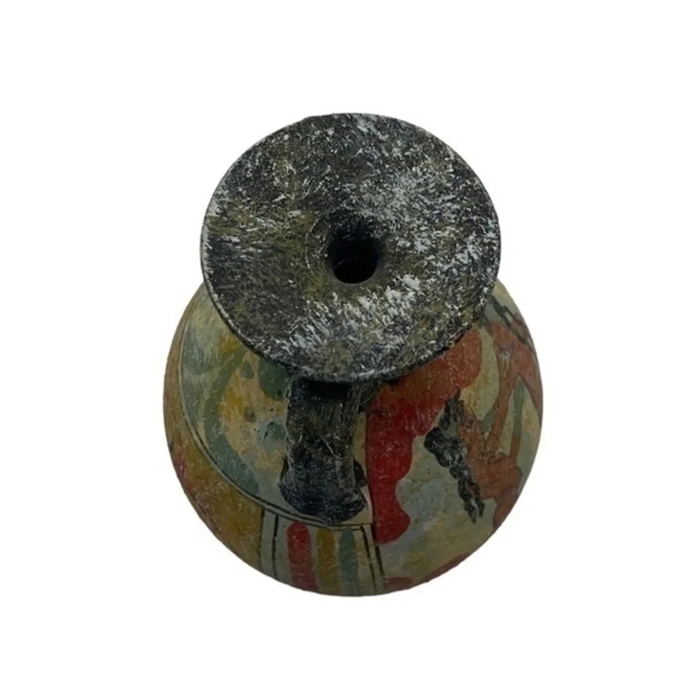 Vintage Greek 2 Side Handmade Greek Minoan Amphora Akrotiri Boxer Vase